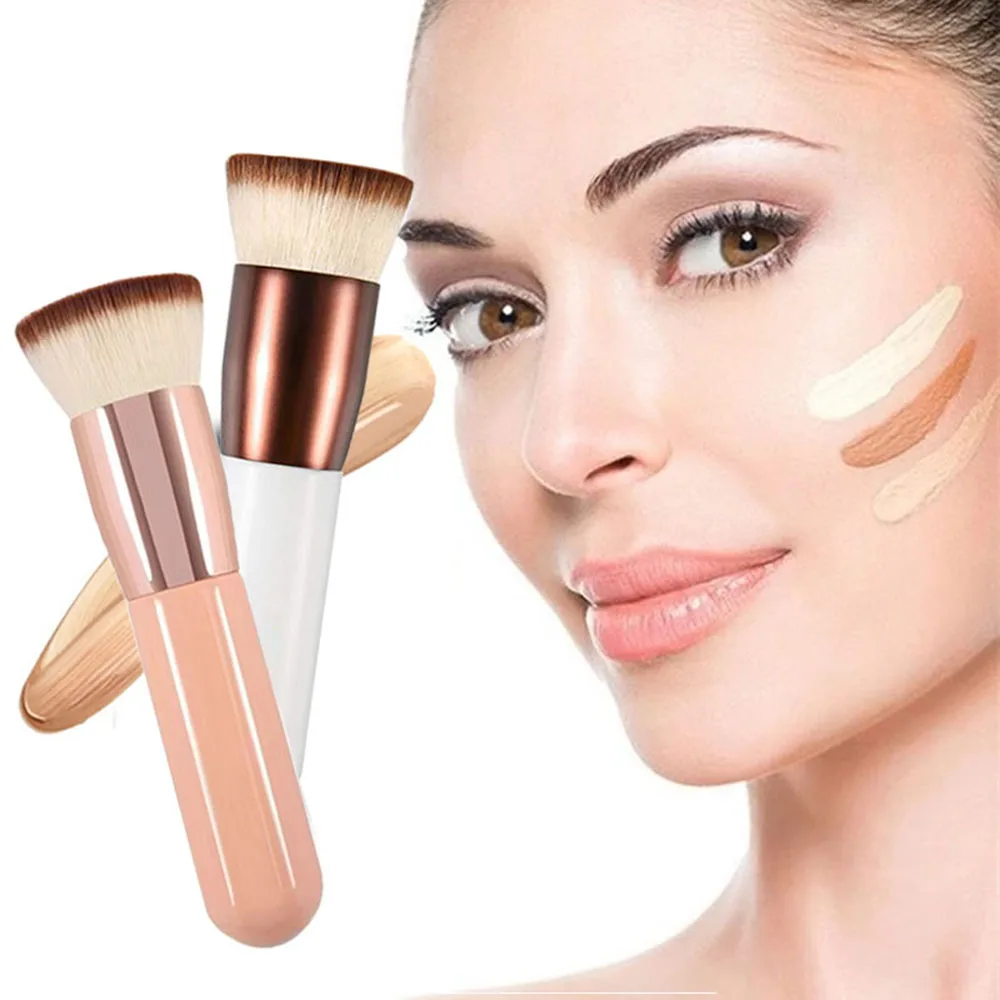 1 Stuks Foundation Make-Up Borstel Platte Top Bb Cream Smudge Borstel Zachte Borstelharen Foundation Face Cream Applicator Basis Make-Up Tool