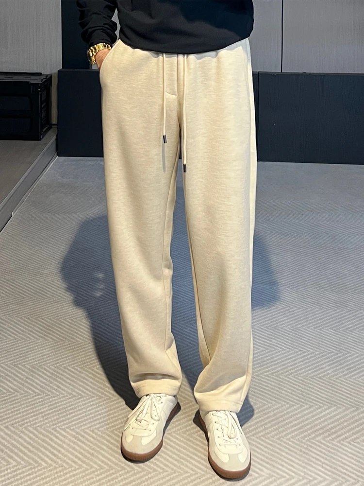 

Новые мужские повседневные спортивные брюки 2026 года: свободные, прямые, струящиеся, с завязками, простые, длинные, в стиле Old Money, широкие штанины