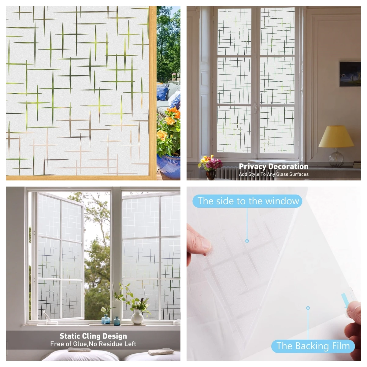 Breite 75/90 cm Mattierte Fenster-Sichtschutzfolie, Nicht-Klebende Fensterglasfolien, Wärmekontrollierende Statisch Haftende Abnehmbare Fensteraufkleber – Detail 5