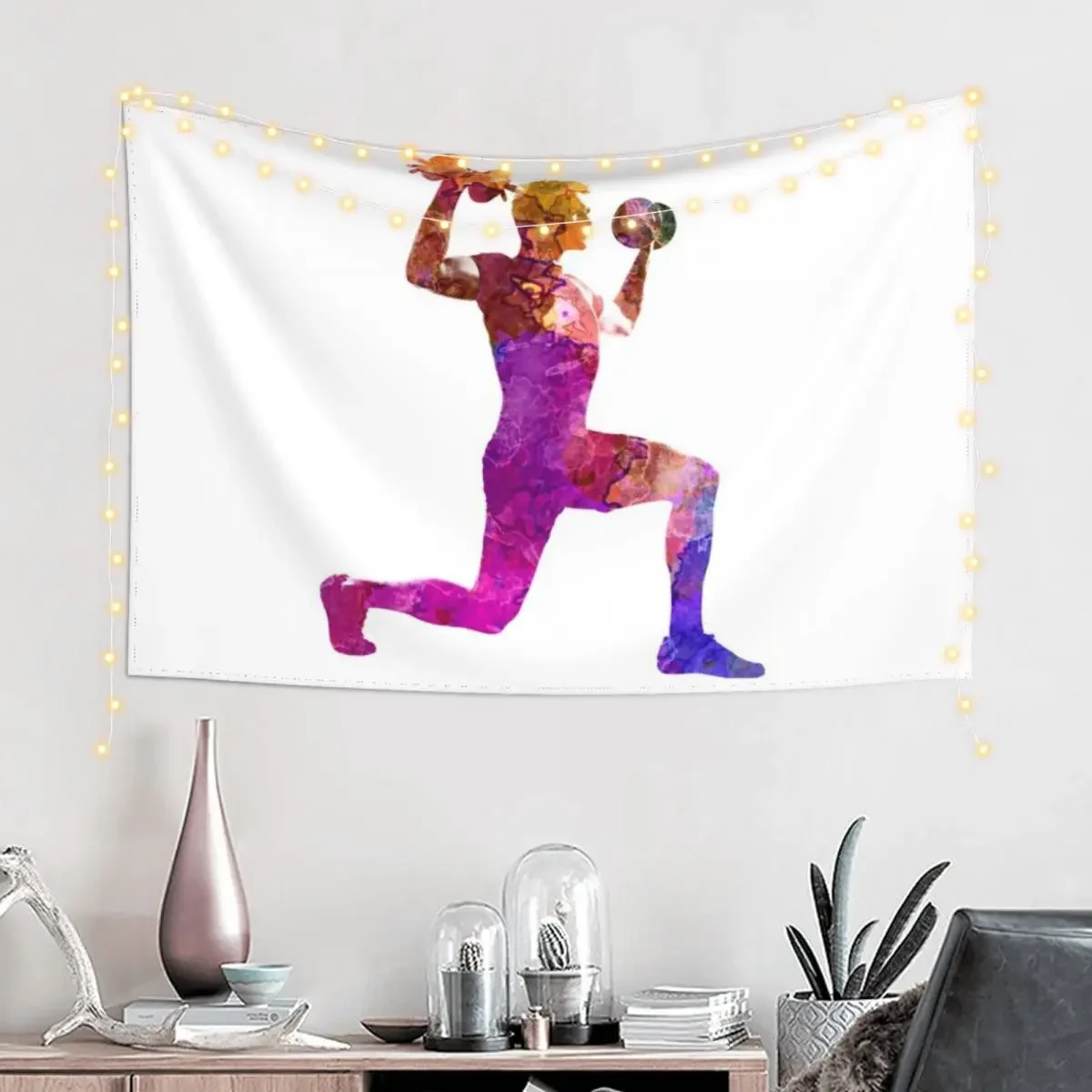 Man exercising weight training workout fitness Tapestry Room Decorations Aesthetics Art Mural Wall Decor Tapestry