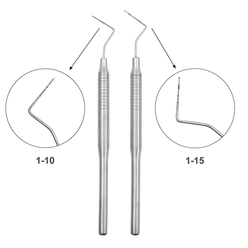 

Зонд стоматологический из нержавеющей стали с шкалой, 1 шт., инструмент для осмотра десен, шкала 1-10, 1-15, для чистки зубов