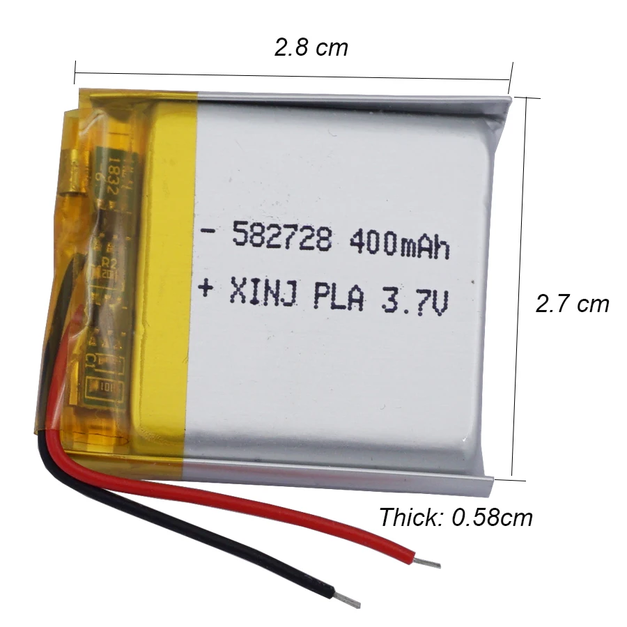 10 x 3,7 V 400 mAh 1,48Wh Li Lipo Bateria Recarregável 582728   Para gps relógio inteligente bluetooth alto-falante câmera mp3 mp4 mouse