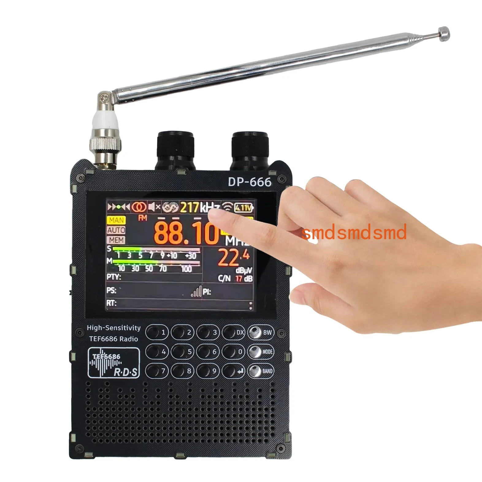 DP-666 TEF6686  RDS Full Band FM/MW/Short Wave HF/LW Radio Receiver IPS LCD Battery