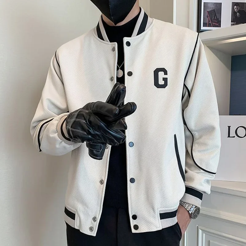 LIBIELIY Fashion O-Neck Button Pockets Embroidery Casual Coats Men's Clothing 2025 Autumn New Loose Korean Tops All-match Jacket