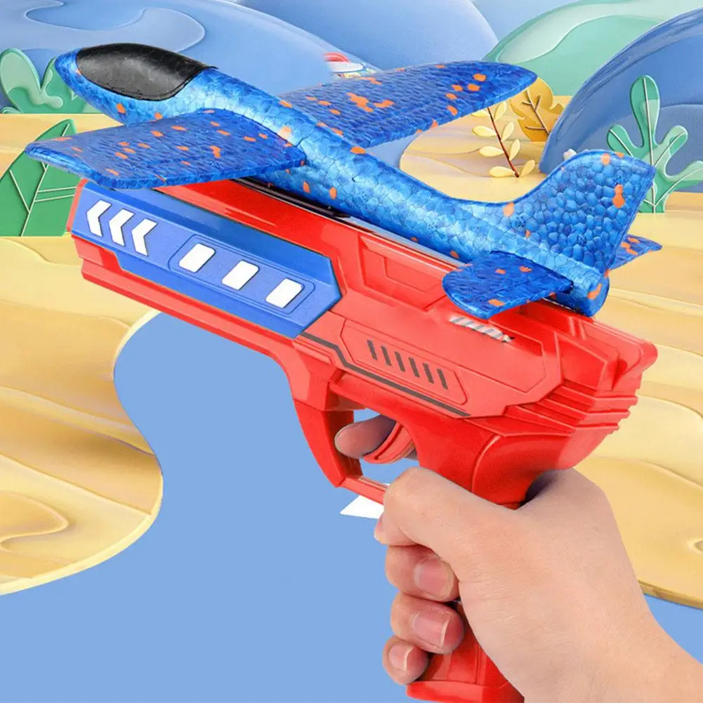 Airplane Toy One-Click Ejection Model Foam Airplane with 1 Pack Large Throwing Foam Plane Gun Launcher Foam Aircraft Kids Gifts