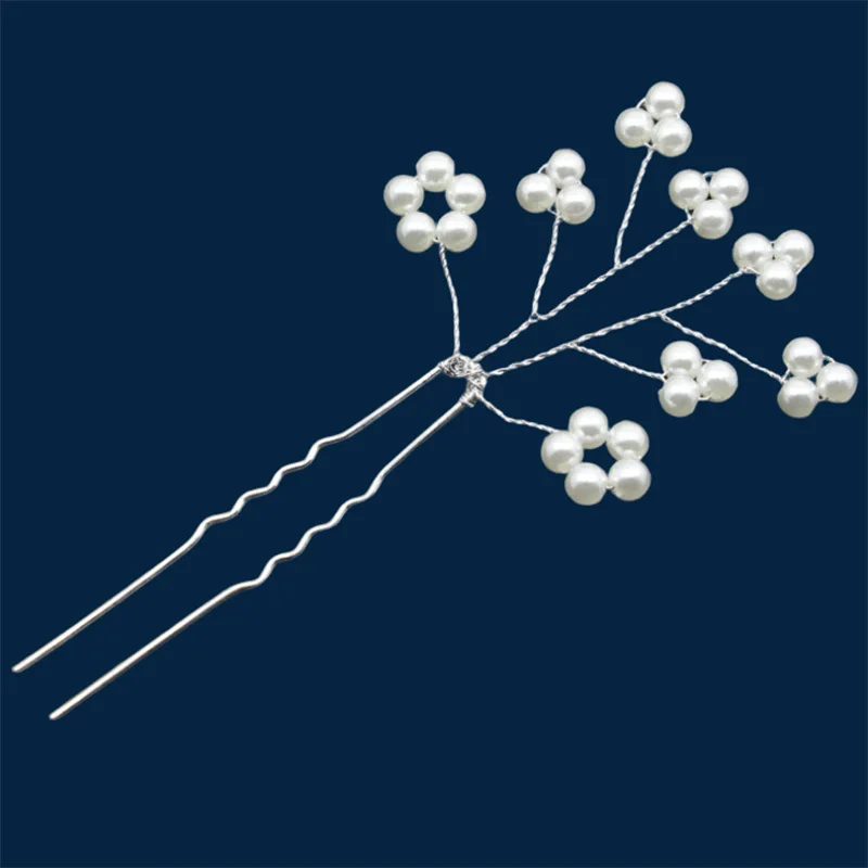 Hair Stick U Shaped Wedding Elegant Simple Beaded Hair Stick Headdress Hairpin Accessories for Bridal Wedding Hair Accessories