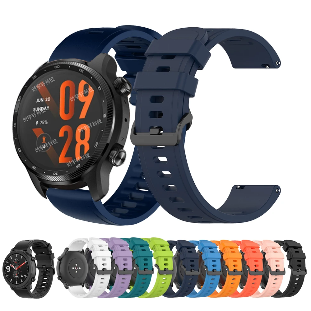 22mm Silicone Band for Ticwatch Pro S/X/2020/2021/GTX /GTW/GTH 2/E2 S2 Watch Strap for Ticwatch Pro 3 Ultra GPS / LTE Correa