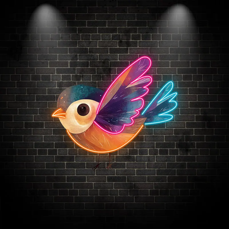 Colorful Bird Neon Light - LED Wall Art for Kids Rooms, Playrooms & Nature-Themed Decor. Cute and Vibrant Bird Design Led Light