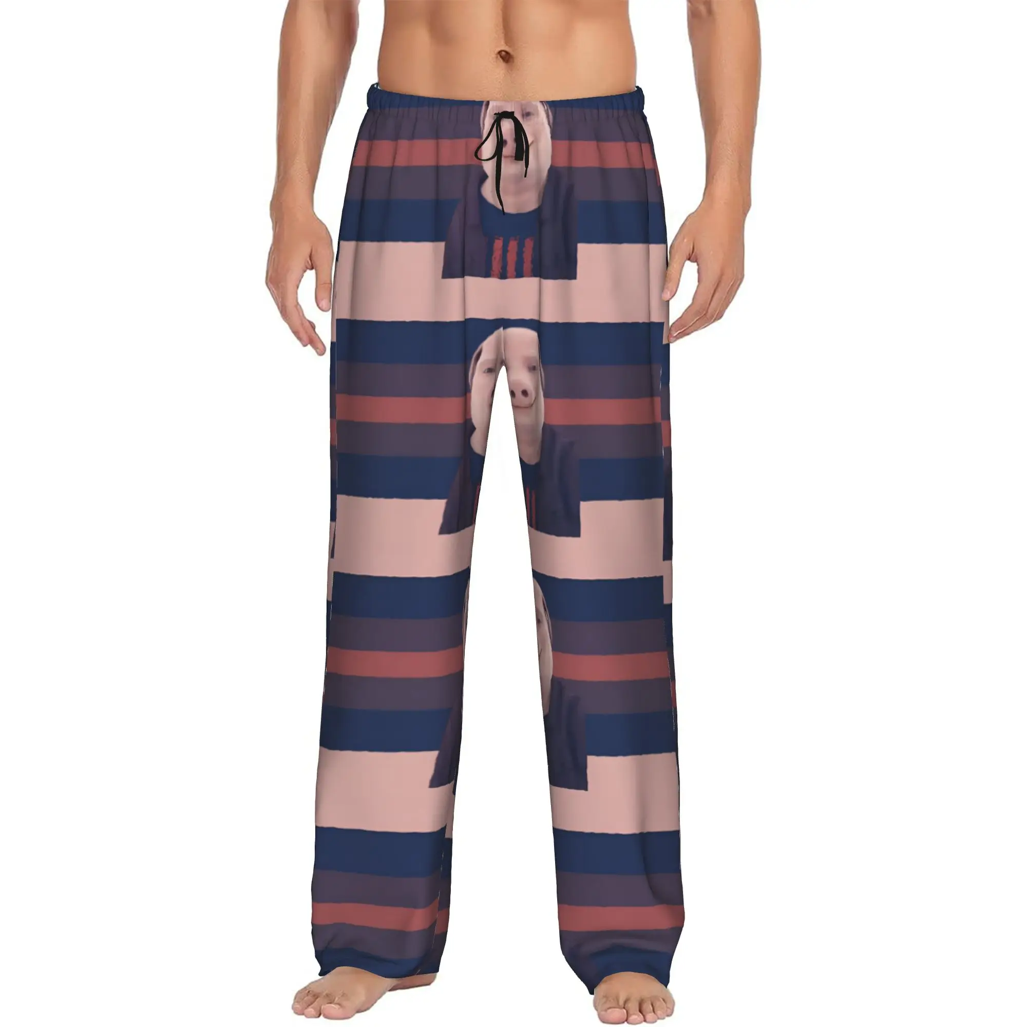 Custom Printed Men's John pork is calling Pajama Pants Funny Pig Sleepwear Sleep Lounge Bottoms with Pockets
