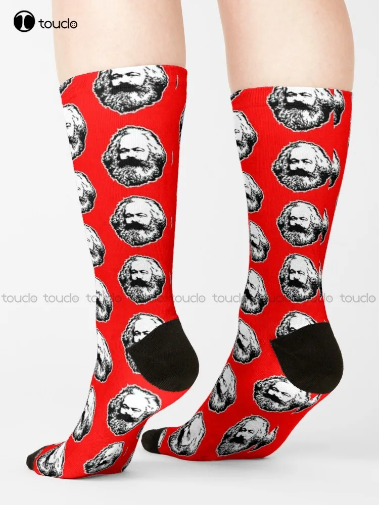 Karl Marx Communist Communism Politics Marx Karl Marx Engels Stalin Lenin Soviet Socks Mens Work Socks 360° Digital Print Retro