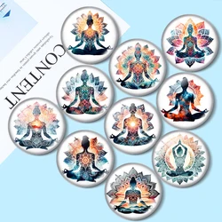 Yoga mandala 12mm/18mm/20mm/25mm Round photo glass cabochon demo flat back Making findings