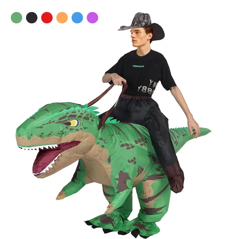 zz04zz12Ride Tyrannosaurus ديناصور زي T-rex للكبار نفخ الخيال لعب الأدوار يتوهم هالوين التميمة الطرف App