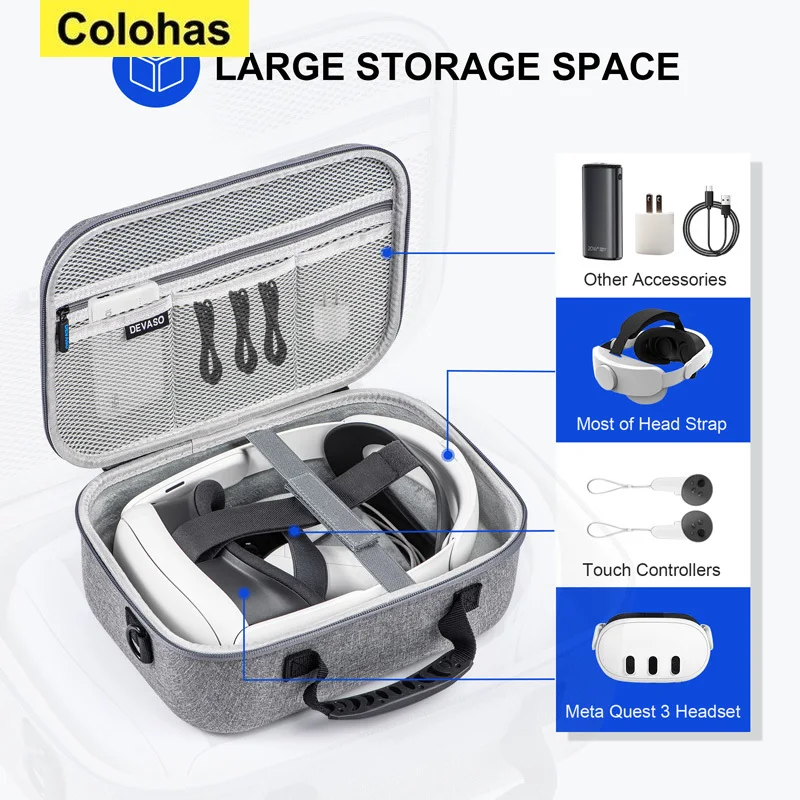 Аксессуары для путешествий, портативный ремешок для хранения аксессуаров для Meta Quest 2/3, противоударный, совместимый с элитным ремешком для Quest 3
