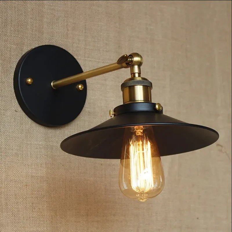 

Vintage Loft Iron Black Adjustable Wall Light Retro Home Corridor Balcony Decor Bedroom Bedside E27 Bulb LED Lighting Sconce