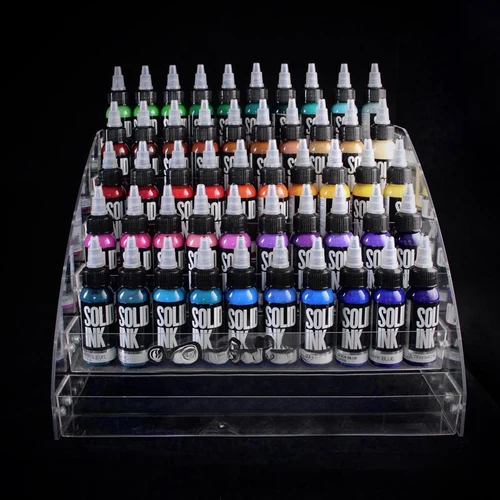 Imagen 2 del producto Soporte profesional para tintas de tatuaje, soporte de exhibición de mesa, estante para pigmentos, lápiz labial, organizador de almacenamiento de maquillaje, estantes, suministro de tintas para tatuajes