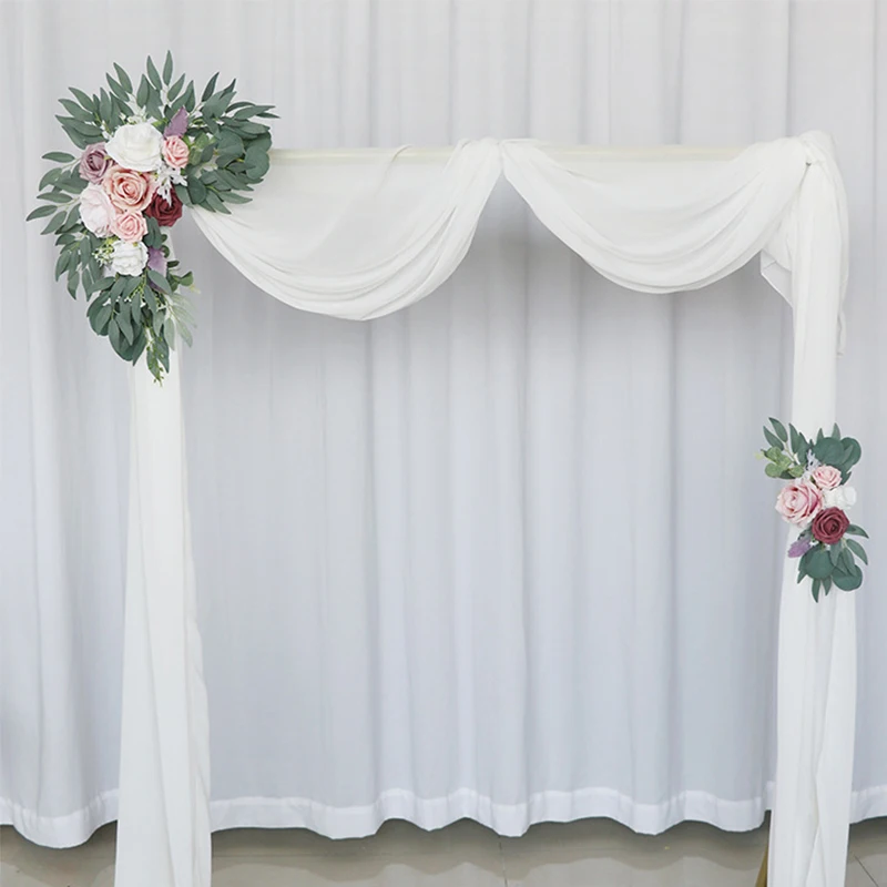 2pcs Artificial Wedding Flowers Hanging Garland Welcome Sign Backdrop Decoration Party Arches Fake Flowers Window Display Floral