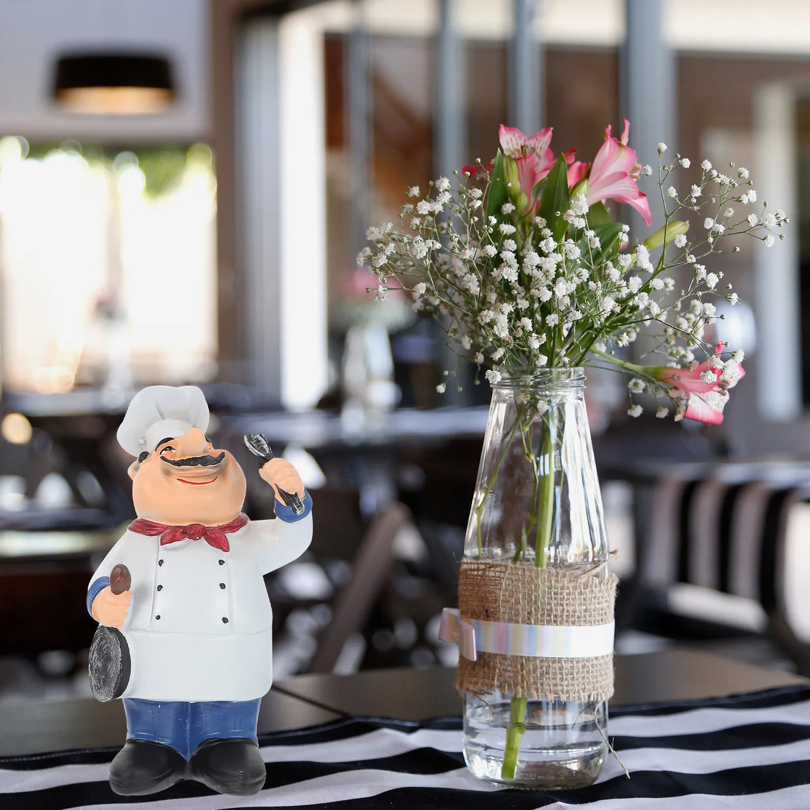 Resin Chef Ornament Desktop Decor Lifelike Miniature Sculpture Home Car Cake Decoration Restaurant Bar Coffee Shop Decor