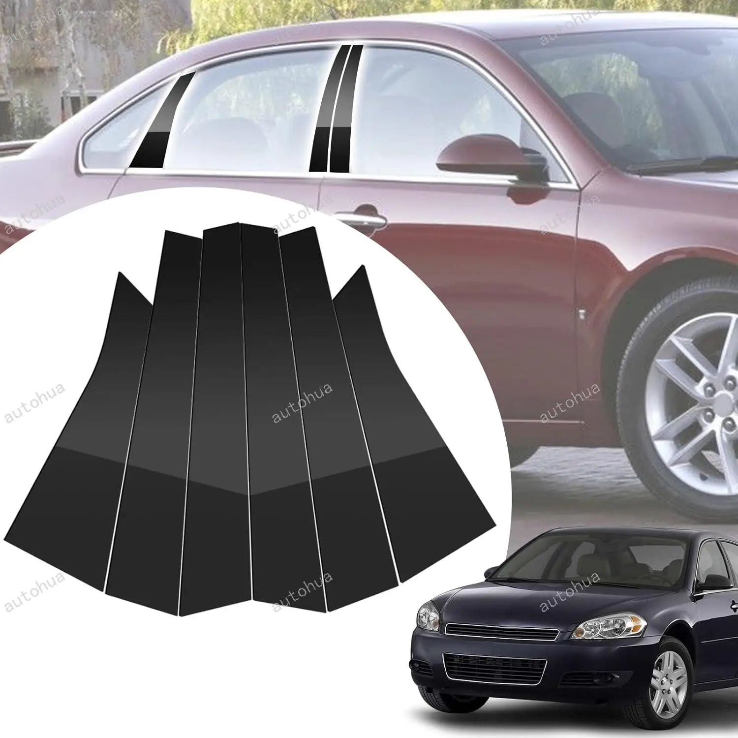

Door Pillar Post Trim for Chevrolet Impala 2006-2013 Side Door Pillar Anti Scratch Glossy PC Stickers Cover Moldings 6-pcs