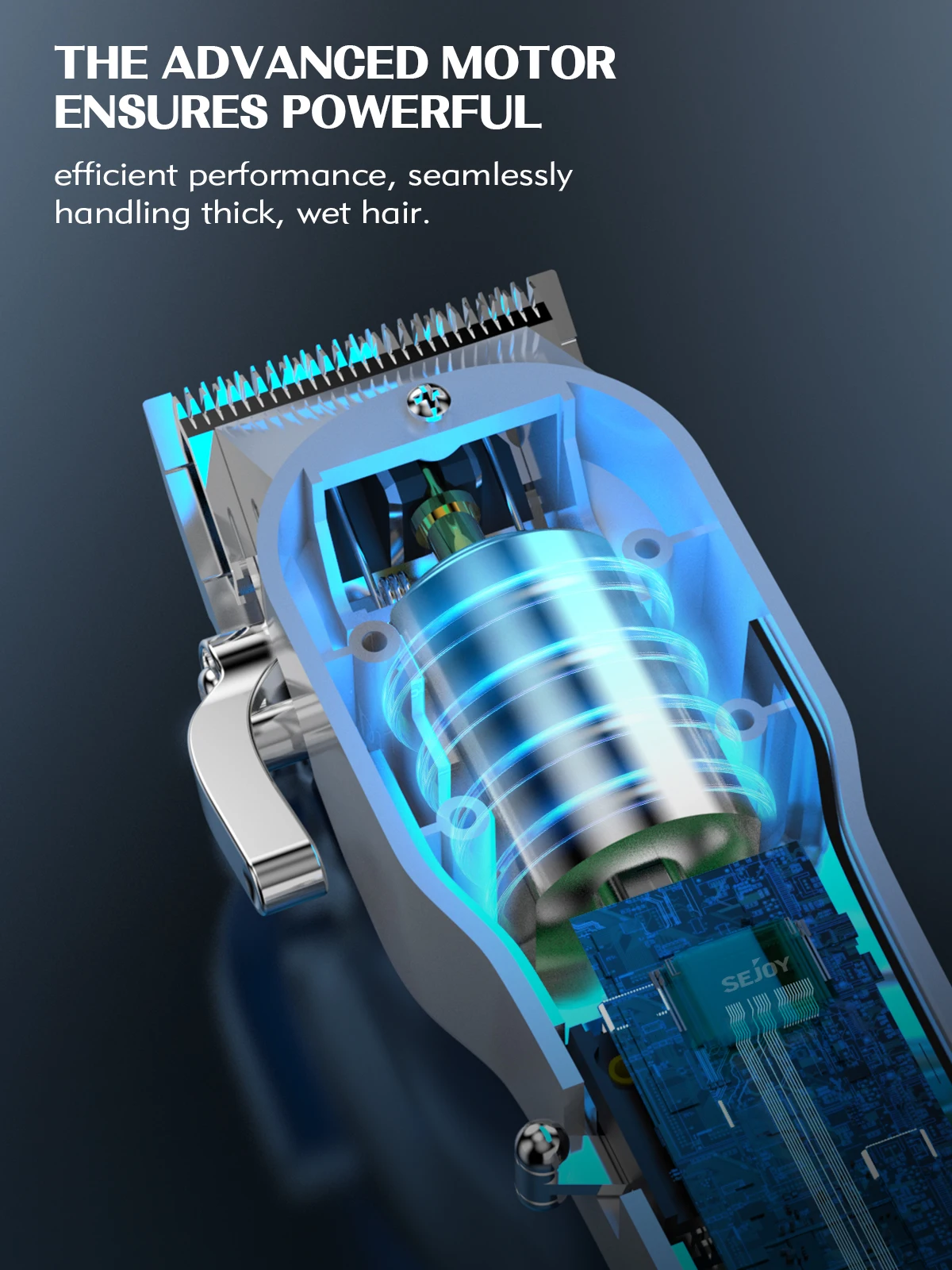 Sejoy Professional Hair Clippers Kit With T-Blade Hair Trimmer LED Display USB Fast Charging Barber Accessories image 5