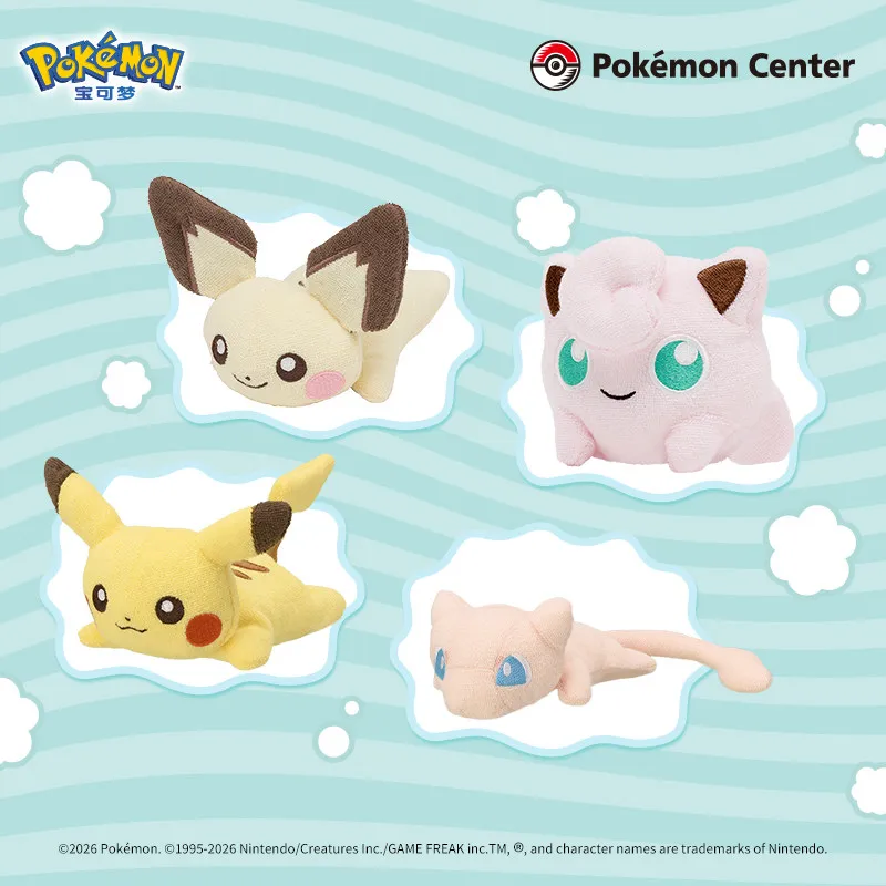 New In Stock PokéMon Washable Series Plush Toys Pichu Pikachu Jigglypuff Mew Collection Decoration Ornament Model Toy Gifts