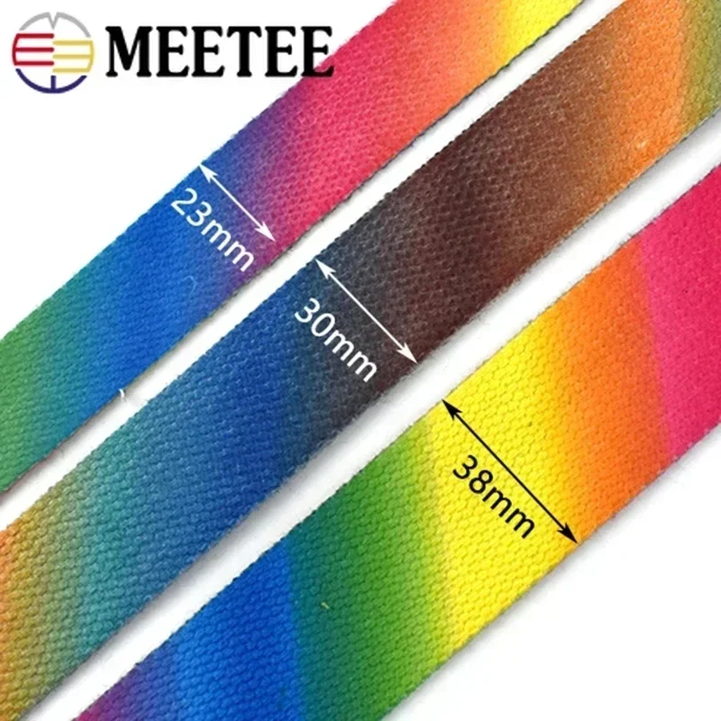 2/5M Meetee 25/30/36mm 2mm Thick Rainbow Printed Nylon Webbing Canvas Bag Strap Ribbon Tape Garment Belt Decor Band Accessories