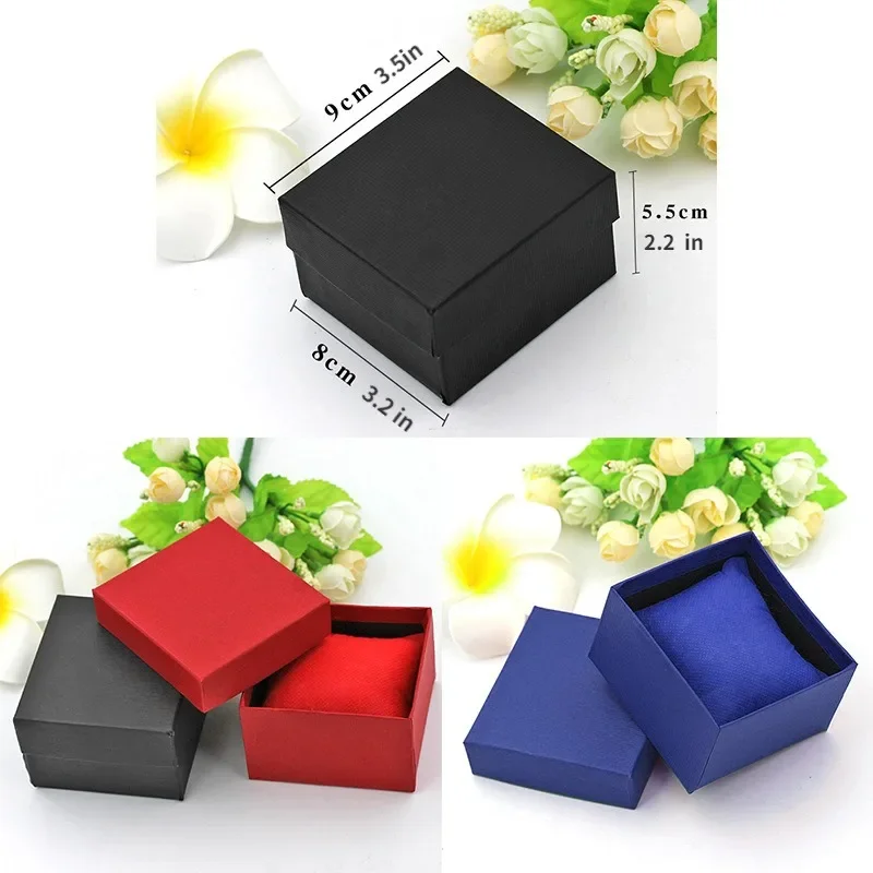 1pcs Watch Box Packaging Gift Box PU Storage Jewelry Box Simple Watch Flip Lining Small Pillow Party Gifts Decor