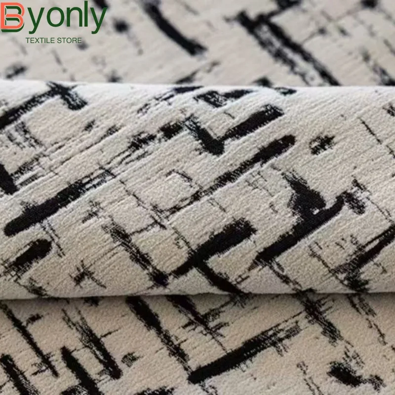 

French Retro Black and White Chenille Jacquard Curtains for Living Room Bedroom French Window Balcony Customized Products