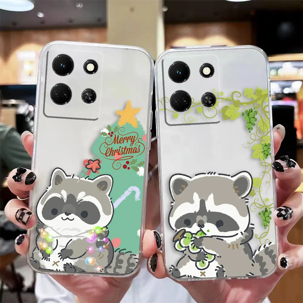 

Clear Phone Case For Infinix NOTE 10 11 12 30 30i SMART 5 6 7 ZERO CAMON 19 20 PRO Silicone Case Funda Capa Shell Lovely Raccoon