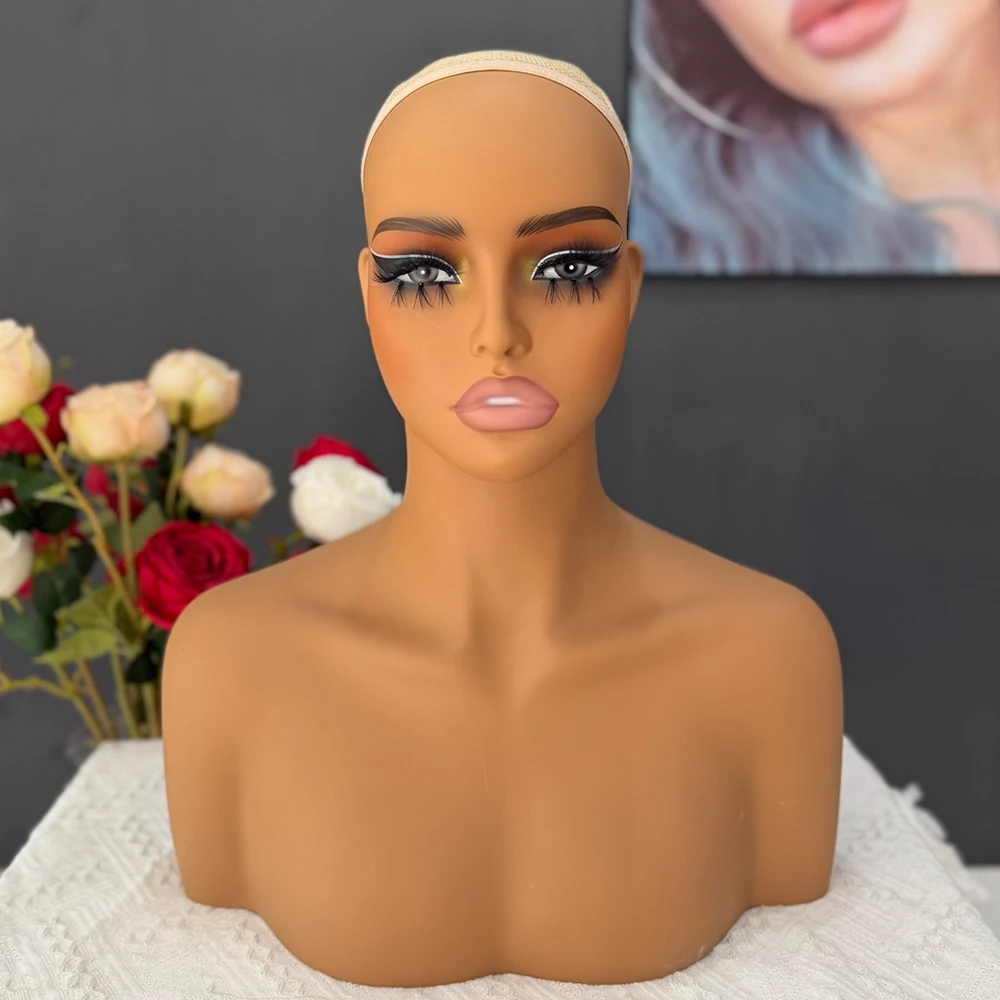 Yajukai Makeup Mannequin Head For Wig Sunglasses Jewelry Display Female Wig Head Black Head Mannequin Realistic Mannequin Head image 5