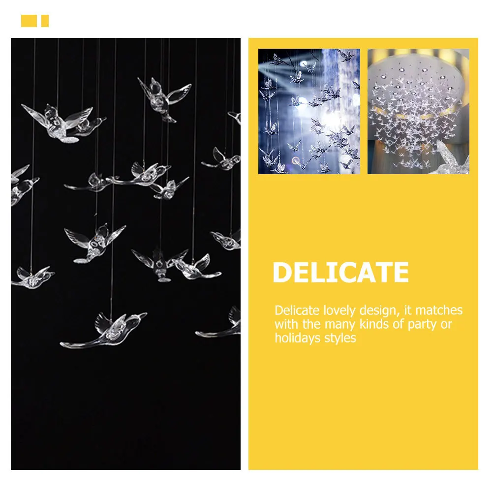

20Pcs Acrylic Hummingbirds Decor Hanging Flying Birds Ornament for Party Ceiling Home Decor Christmas Tree Table Display Garden