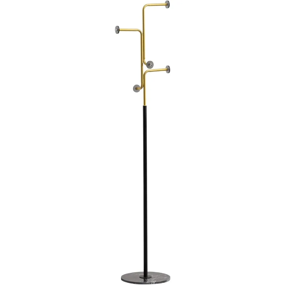 

Stylish Standing Coat Rack - Metal Clothes Rack with Marble Base for Hanging Clothes (Gold Finish)