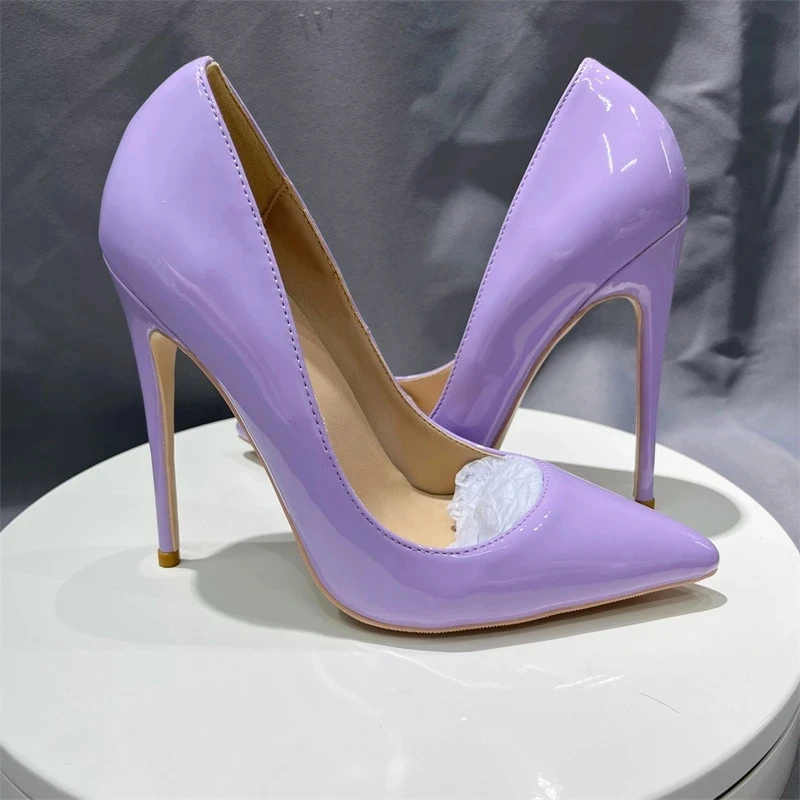 Heelgoo Glossy Light Purple Women Elegant Stiletto Pumps Ladies Wedding Bridesmaid Shoes 3\