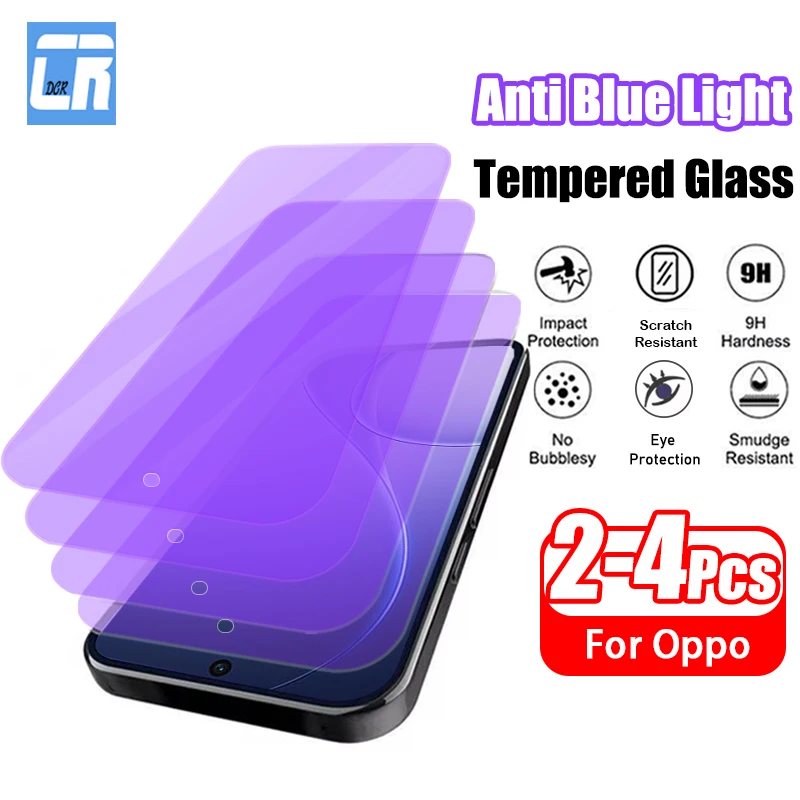 

2-4Piece Anti Blue Light Screen Protector for Oppo Reno15 F 15F Full Cover Tempered Glass for Oppo Reno15 FS 5G Protection Film