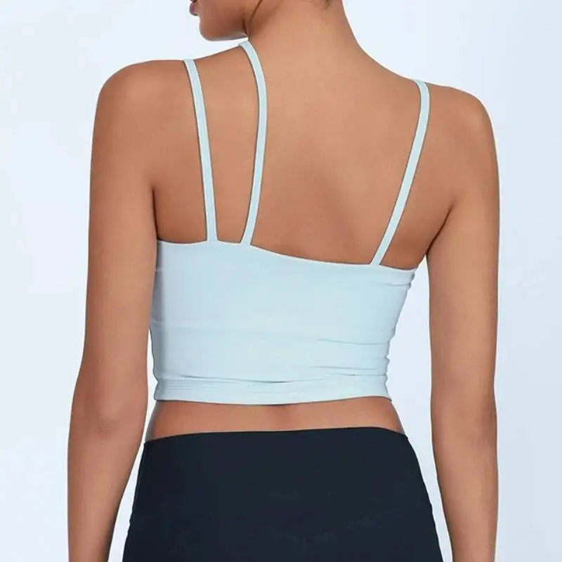

Women Irregularityk Yoga Shockproof Sports Vest Fiess Sport Bra With Padded Gym Crop Top Running Active Sportswear Tank