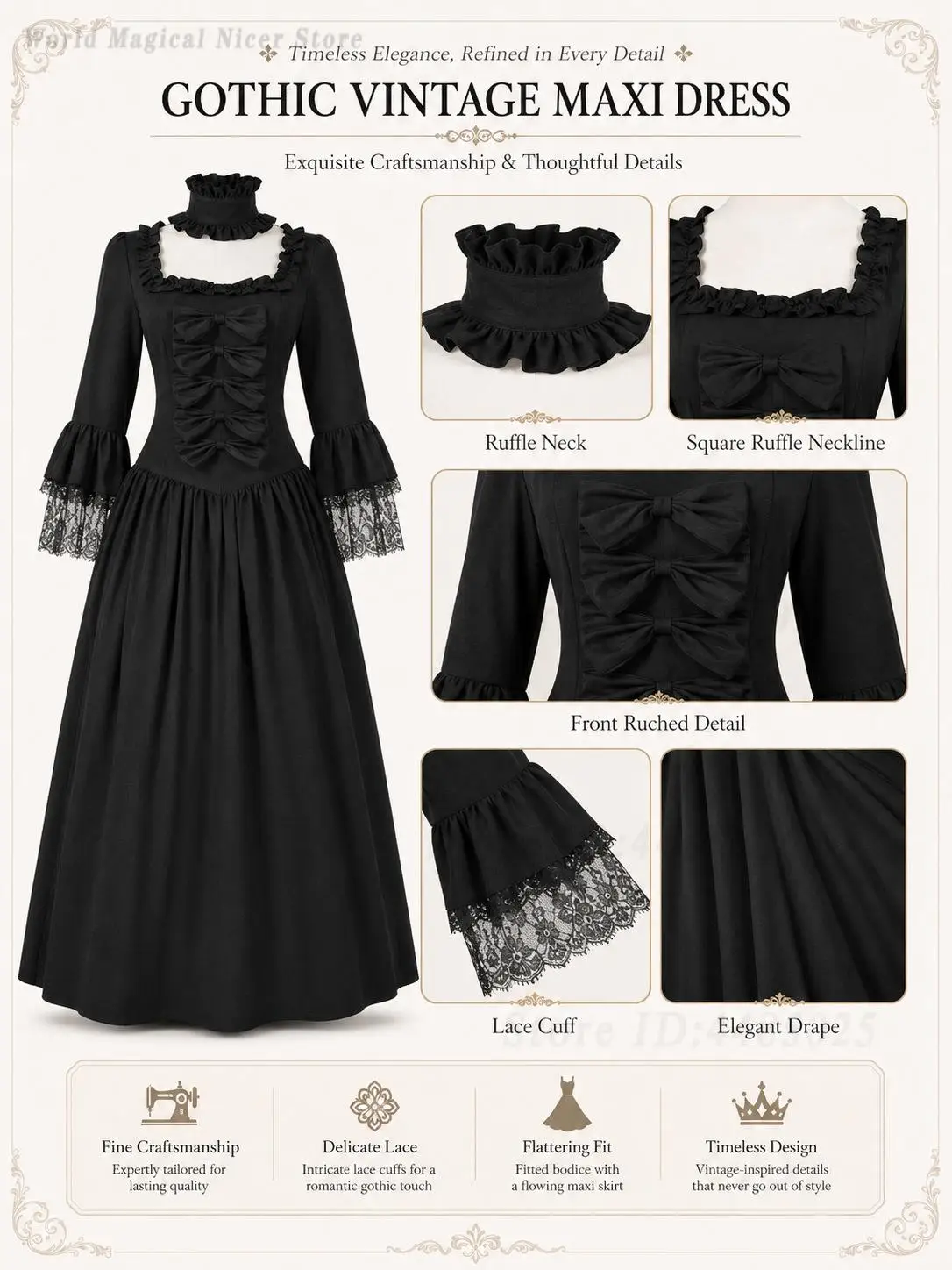 Women Medieval European Retro Court Long Gown Big Swing Formal Dress for Halloween Carnival Drama Stage Role Playper Formance - view 3