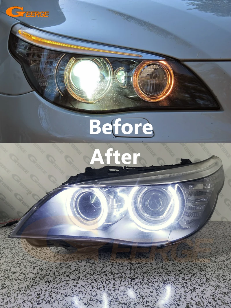 Per BMW E60 E61 LCI 528i 530i 535i 550i M5 2007-2010 Ultra Bright COB Led Angel Eyes Kit Halo Rings Refit Day Light