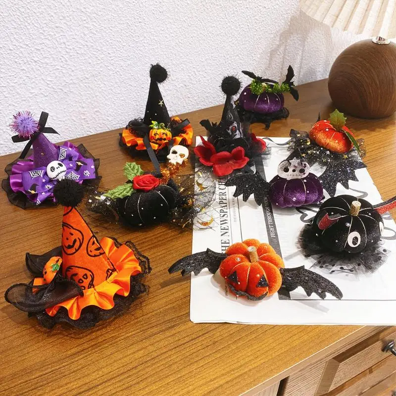 

Funny Halloween Hair Accessories Cute Girls Hat Hairpin Pumpkin Bat Decor Hair Clips For Children Party Dress Up Headwear