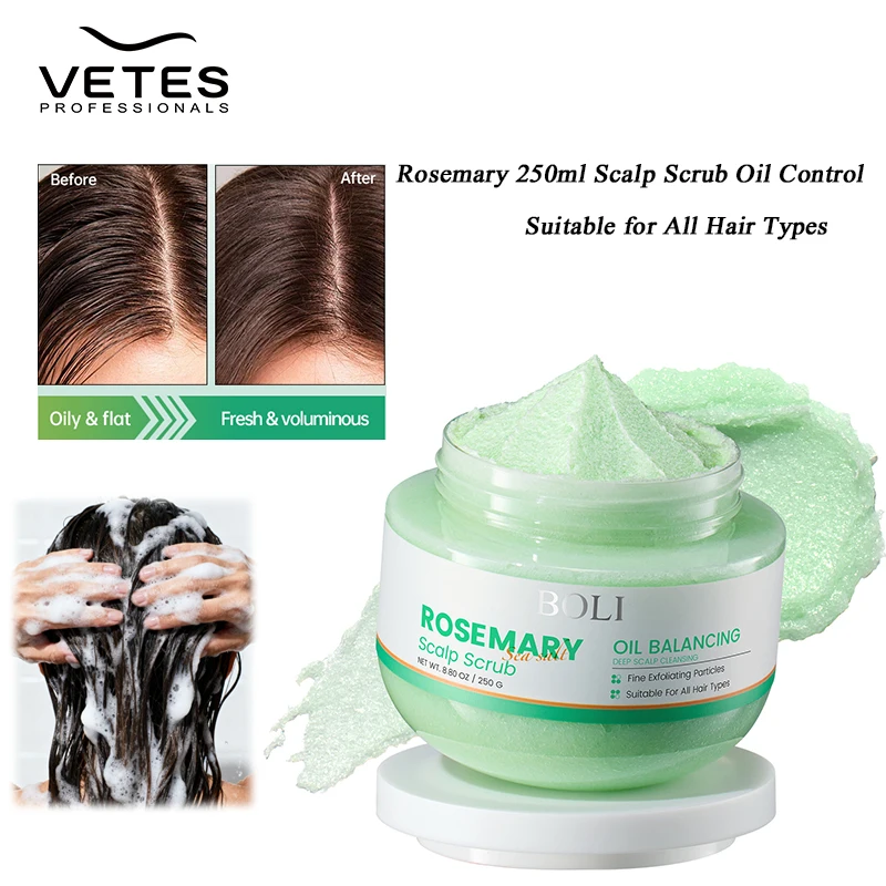 منظف تقشير لفروة الرأس 250 مل من روزماري للتحكم في زيت فروة الرأس للحكة والتحكم في فروة الرأس وعلاج العناية بالشعر 8.80 أونصة سائلة