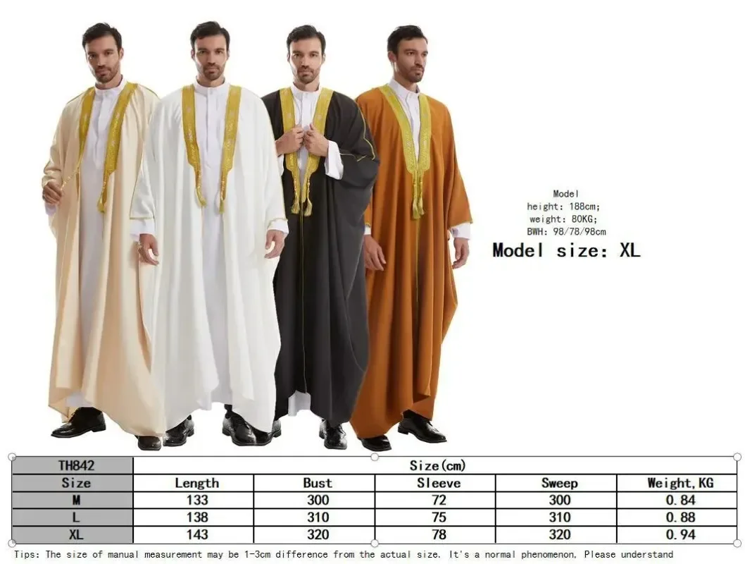 Abayas Abertas Muçulmanas para Homens, Roupas de Oração, Quimono, Abaya, Turquia, Árabe, Islã, Djellaba, Homme Robe, Kebaya