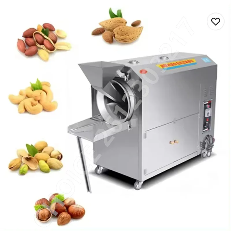 

Commercial Nut Roasting Industrial Electric Gas Dry Nuts Rotary Drum Roaster Oven Automatic Roasted Peanut Machine