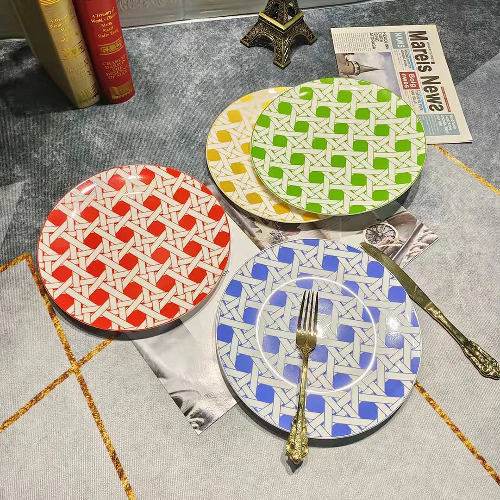 

Nordic Ceramic Plate Hand-Painted Art Creative Tableware Dinner Plates Set Charger Plates for Wedding Pasta Plate With Bowl