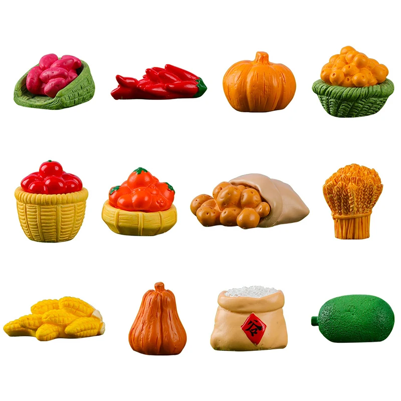 Cartoon Vegetables Corn Potatoes Chili Peppers Statue Figurine Crafts Creative Mini Miniatures Ornament DIY Home Decoration Gift