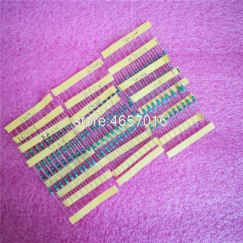 1/4W induktor bermacam-macam 0307 0.25W cincin warna induktansi bermacam-macam 1UH-1MH = = 120 buah Set Kit berbagai macam induktor