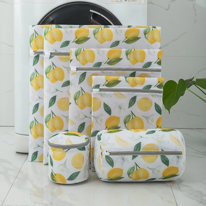 Home Laundry Bags Underwear Bra Machine Mesh Travel Organizer Wash Folding Hanging Flower Printing Zippered Mesh Laundry Bags