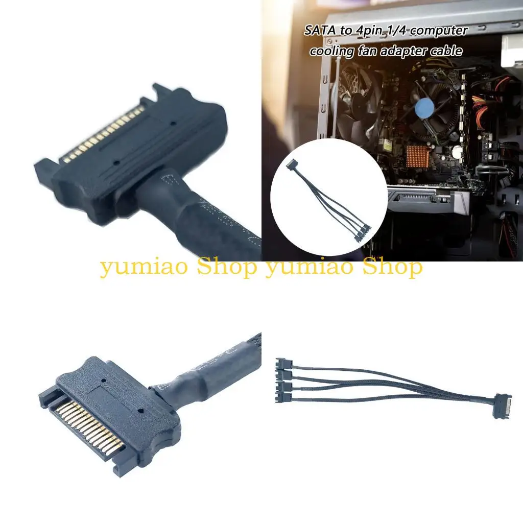 587B Multiple Fan Connector Satas to 4Pin Splitter Cable Stable Current Transfer