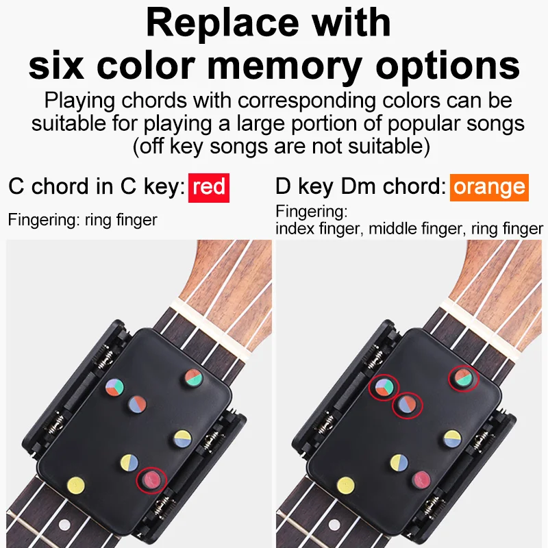 Easy One-Key Ukulele Chord Guide - Beginner's Practice Tool, Mixed Colors, Musical Instrument Accessory