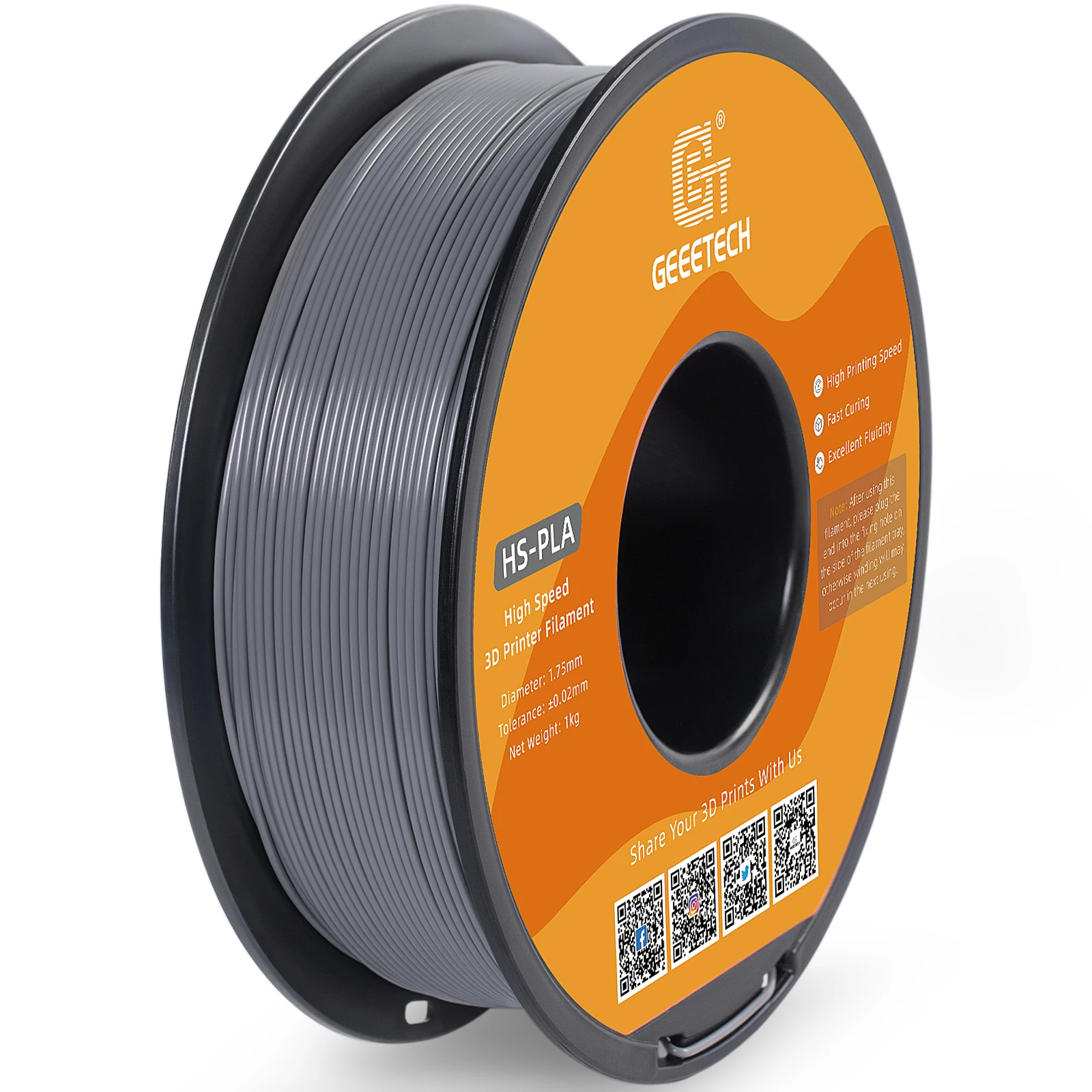 GEEETECH High-Speed PLA-filament 1,75 mm 1 kg 1 spoel, snelle uitharding, betere vloeistofheid, HS-PLA High-Speed 3D-printfilament