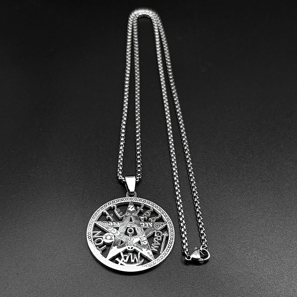 Tetragrammaton Jüdischer Hebräischer Anhänger Halskette für Frauen Männer Edelstahl Goldfarben Stern Pentagramm Amulett Kette Schmuck Geschenk – Detail 4