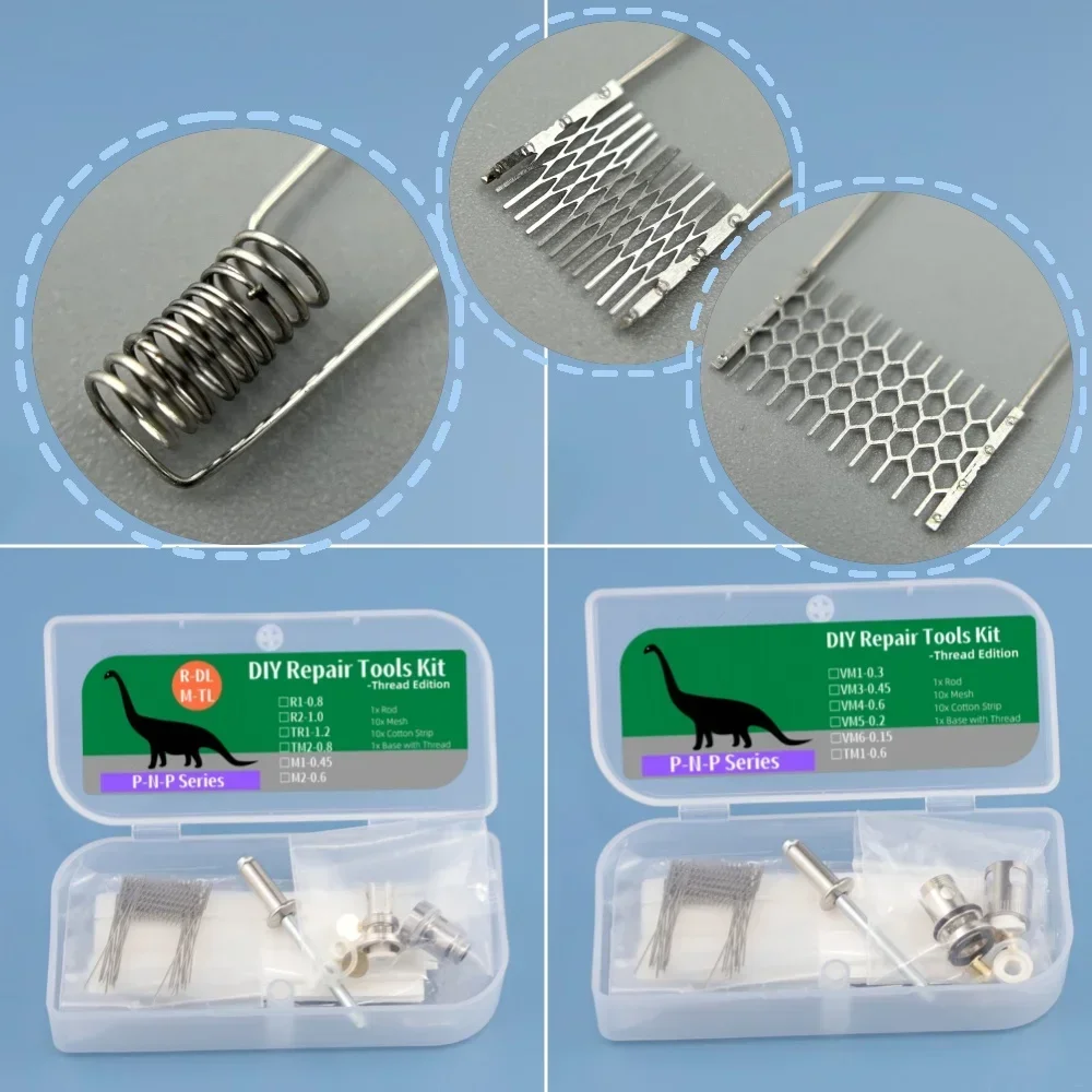 VM 1/3/4/5/6 R1/R2/TR1/TM2 Compatible 0.15 .2 .3 .45 .6 .8 1.0 1.2 Ohm Recyclable Repair Tools Kit Threading Base set