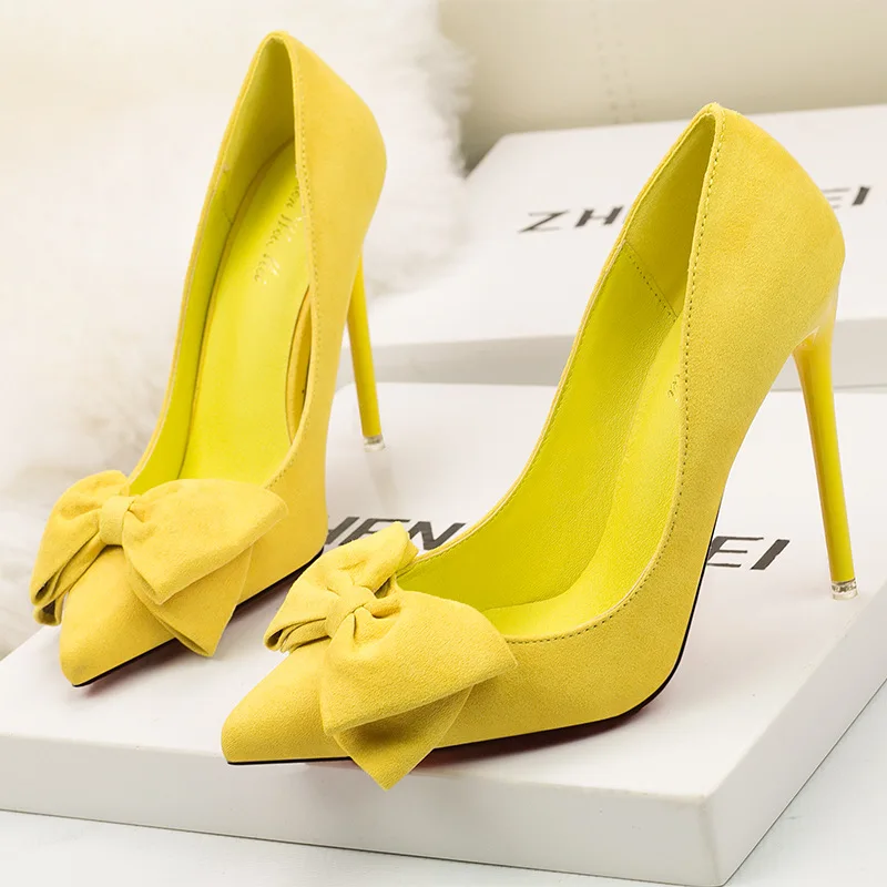 Shoes Bow Woman Pumps Sexy Thin High Heels Shoes Women Stiletto Casual Women Heels Office Shoes Women Basic Pump Ladies Shoes